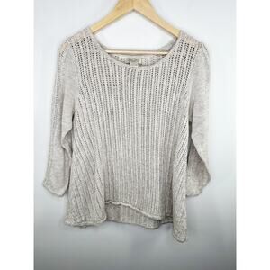 Lucky Brand Cream Knit Chunky Pullover Sweater Size M Neutral Lagenlook Boho